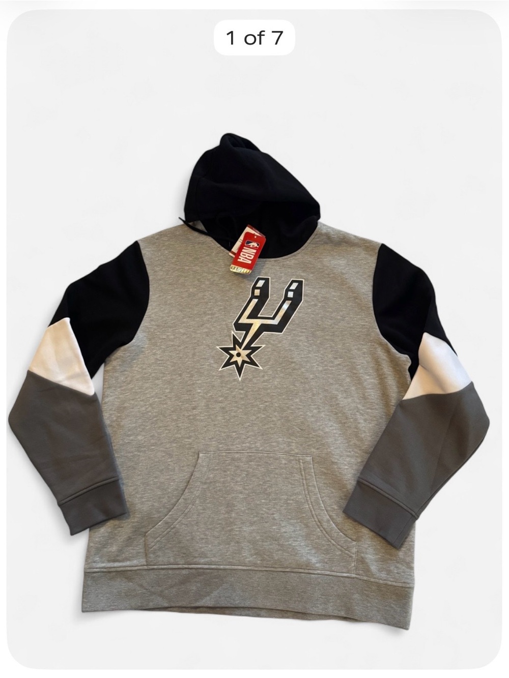 San Antonio Spurs NBA Men’s XL Hoodie NWT Gray Black Colorblock Pullover
